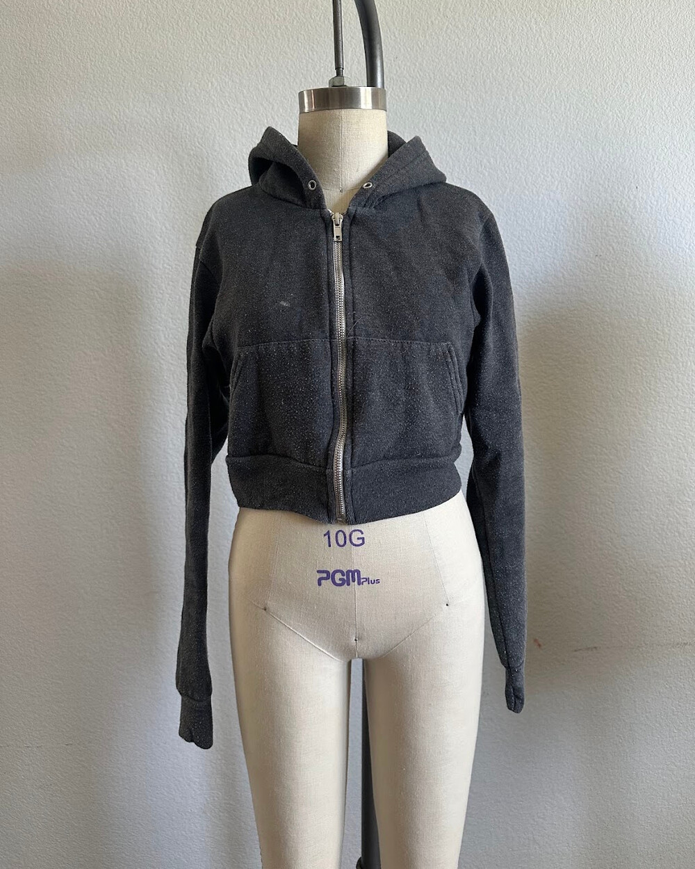 American Apparel Cropped Zip Hoodie Gray XS
